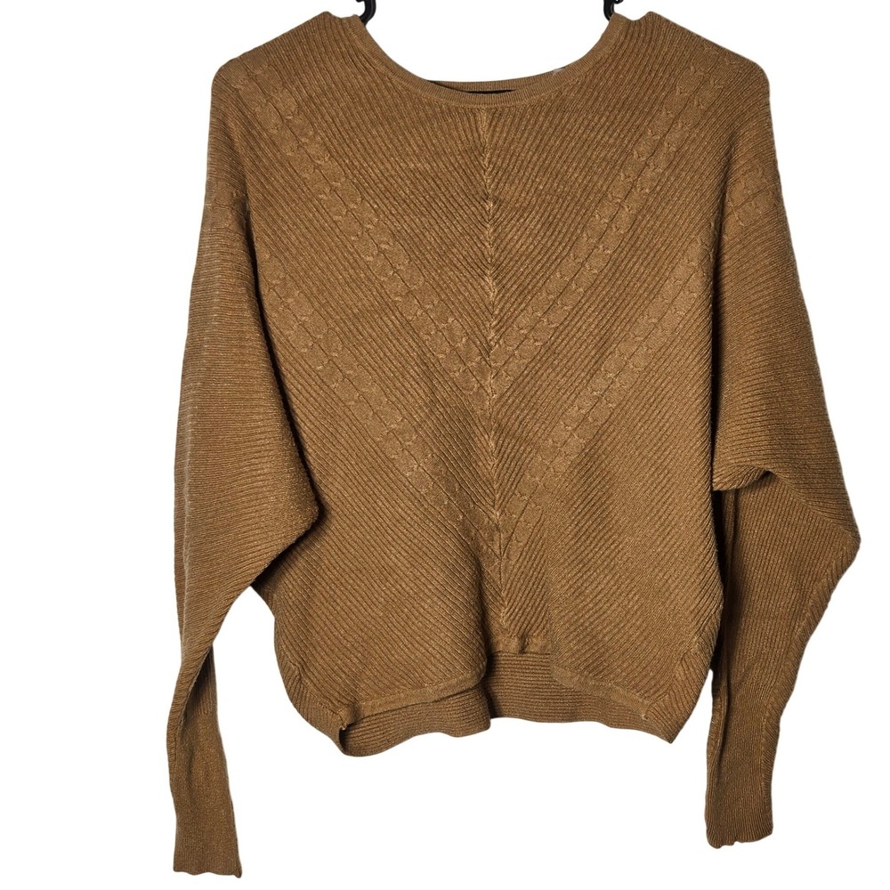 Tahari Womens‎ Camel Brown Ribbed Dolman Sleeve Sweater Medium